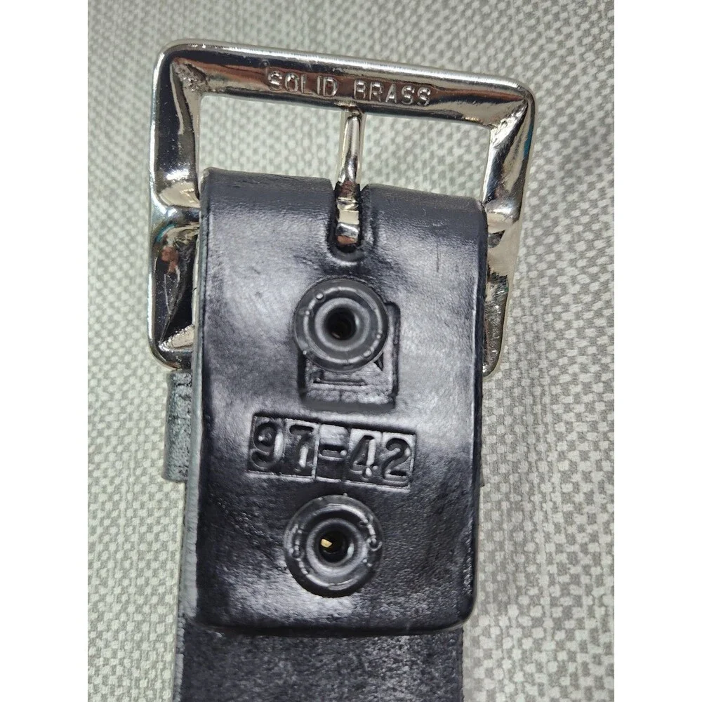 Krasnes Triple K Size 42 Black Leather Belt Brass Buckle Law Enforcement Western